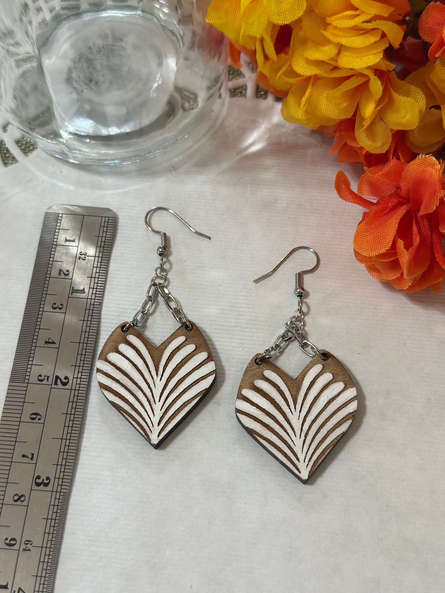 Whispy Split Top Wood Cutout Earrings