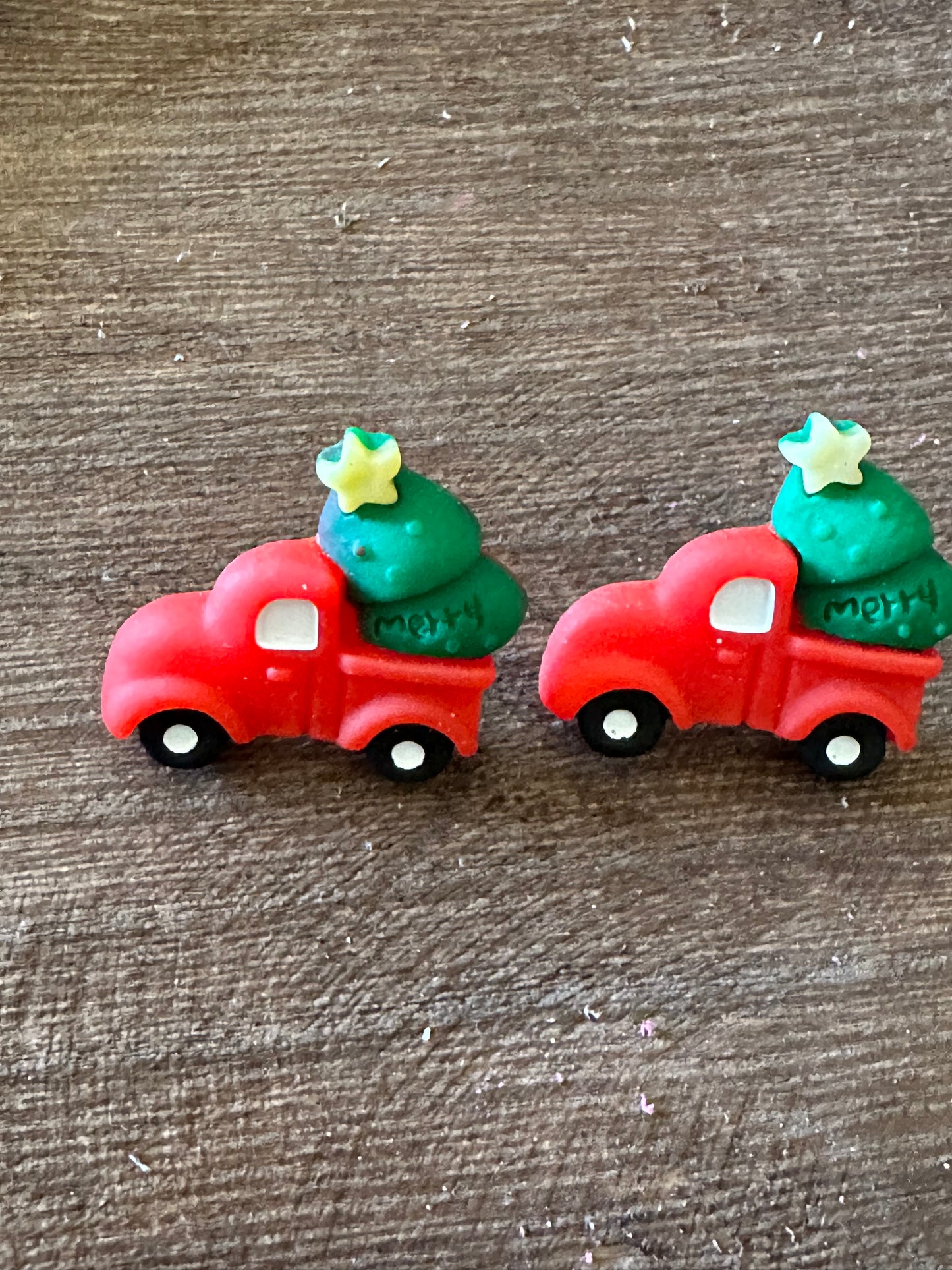 Clay Red Truck Stud Earrings