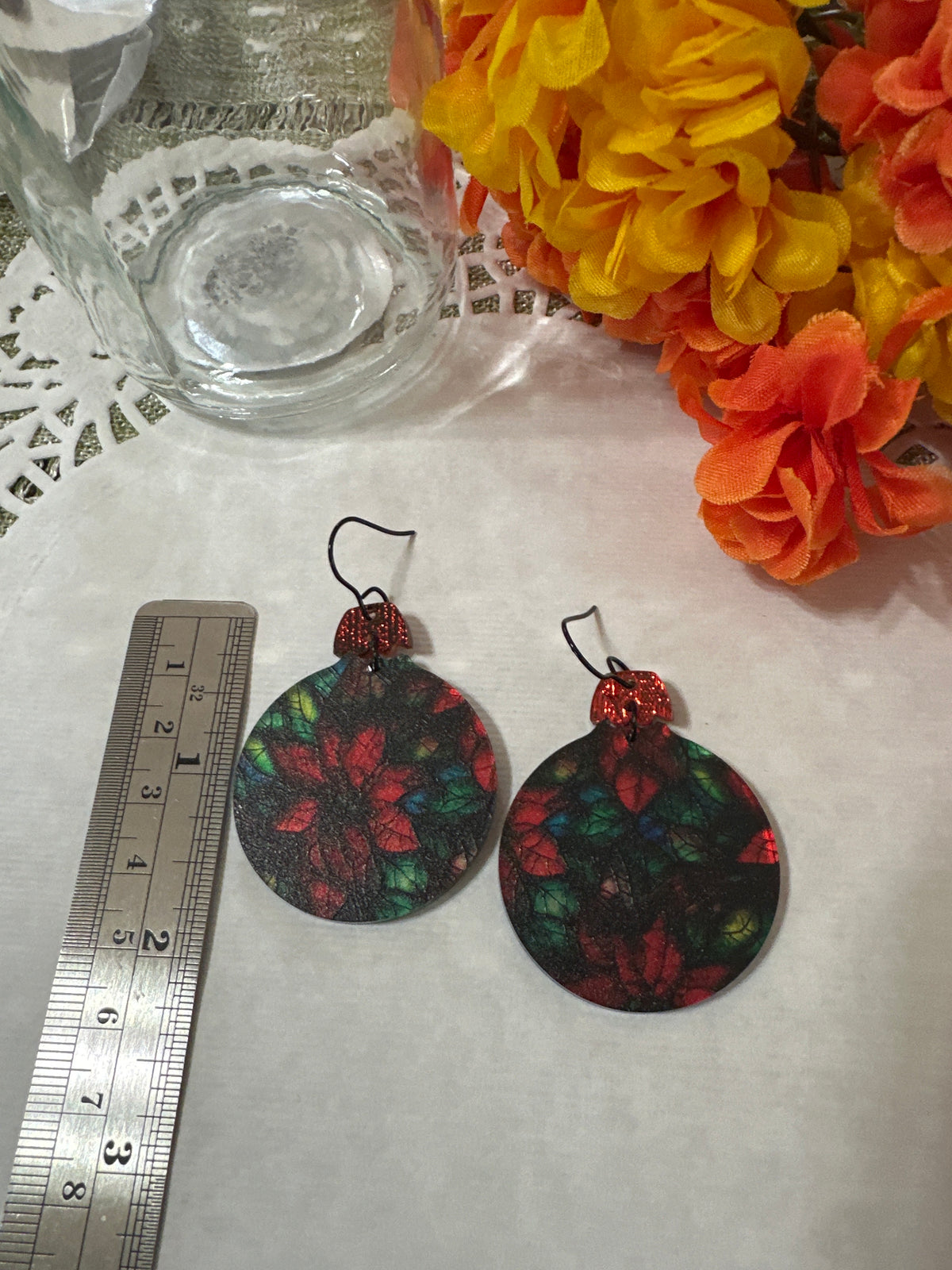 Poinsettia Ornament Earrings