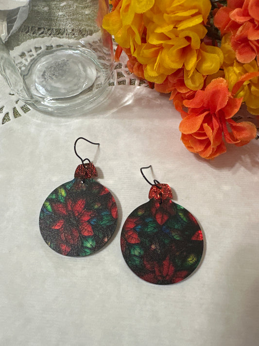 Poinsettia Ornament Earrings