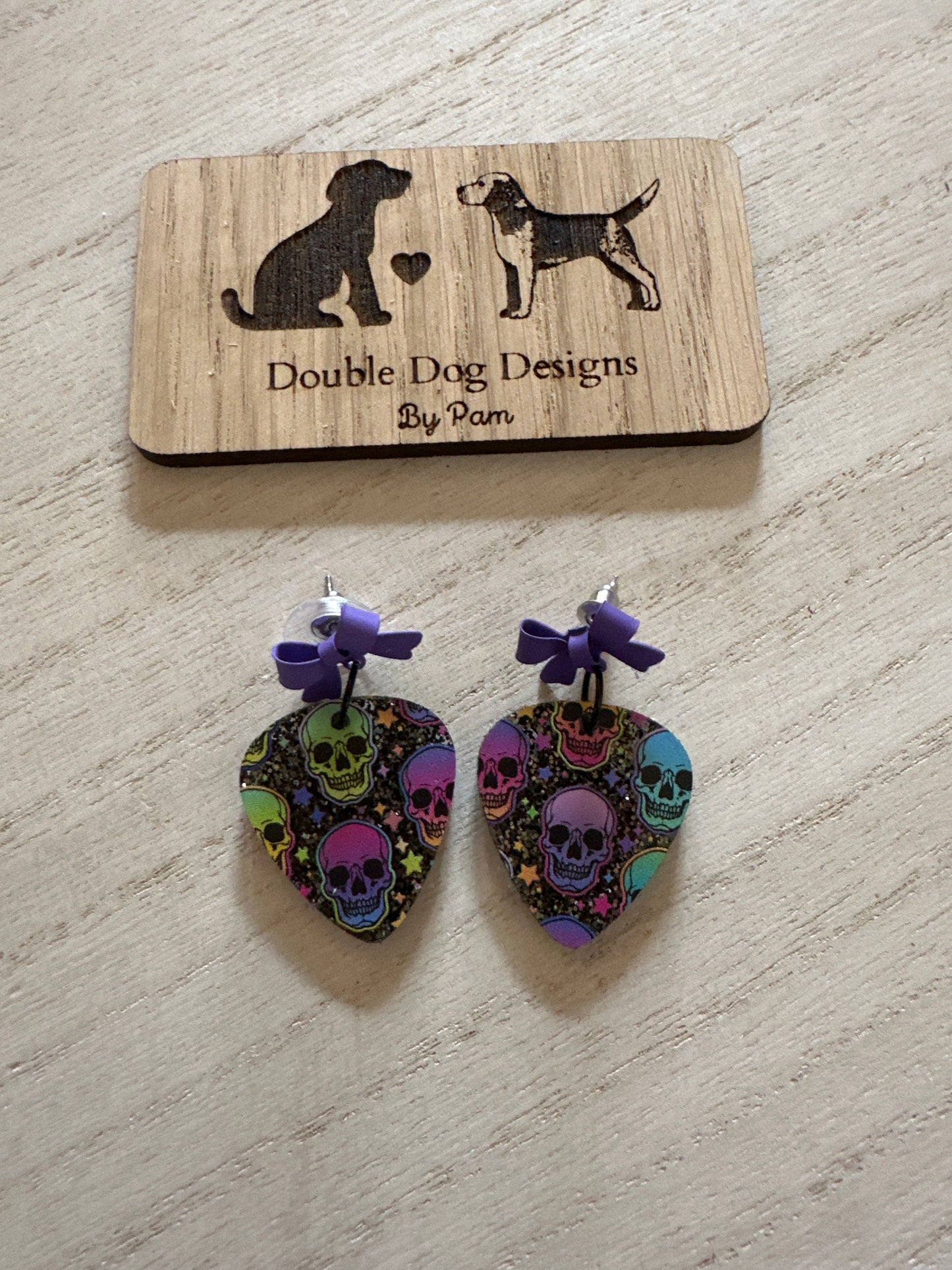 Skull Guitar Pick Earrings