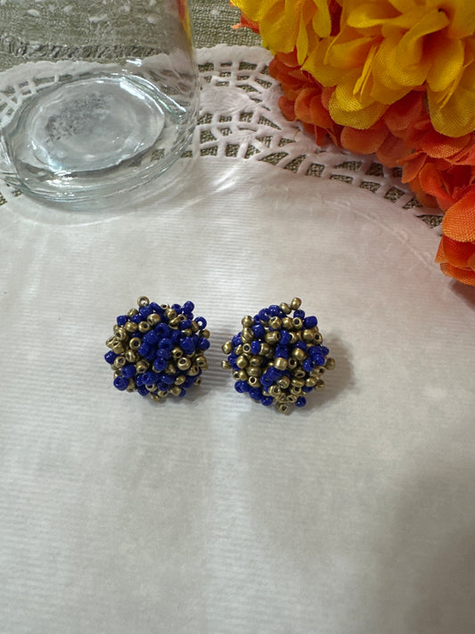 Blue and Gold Bead Studs