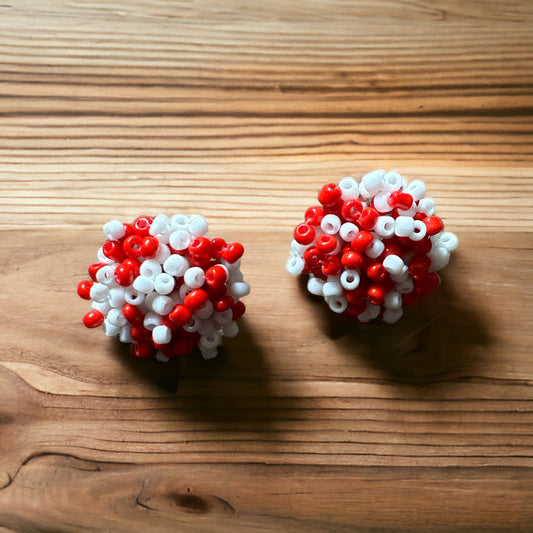 Red and White Bead Studs