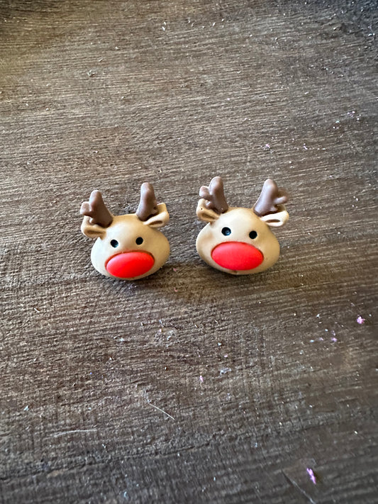 Clay Reindeer Studs