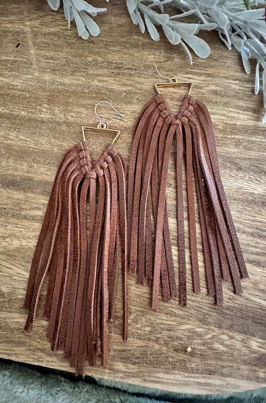 Brown Fringe Earrings