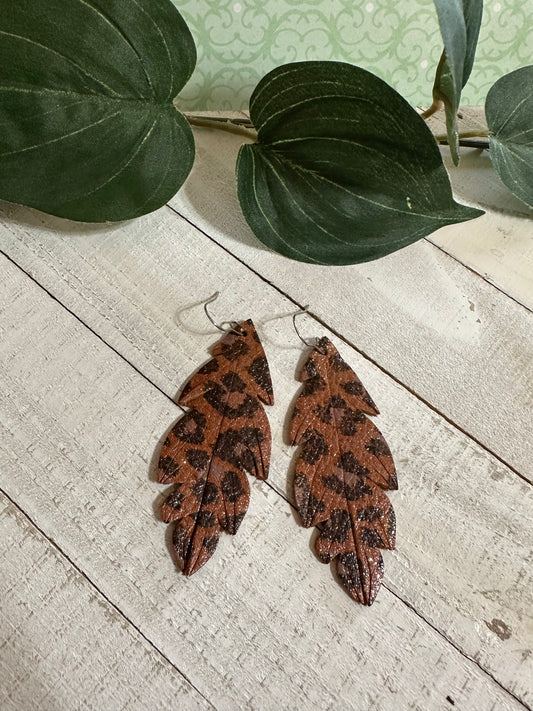 Boho Leopard Leaf Fringe Earrings