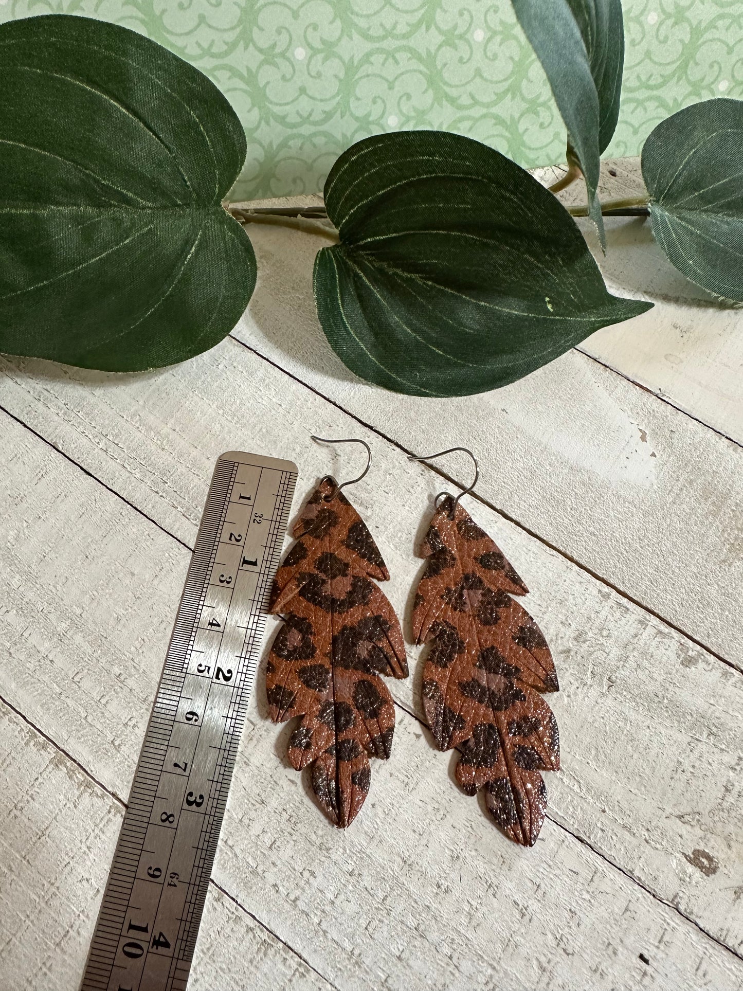 Boho Leopard Leaf Fringe Earrings
