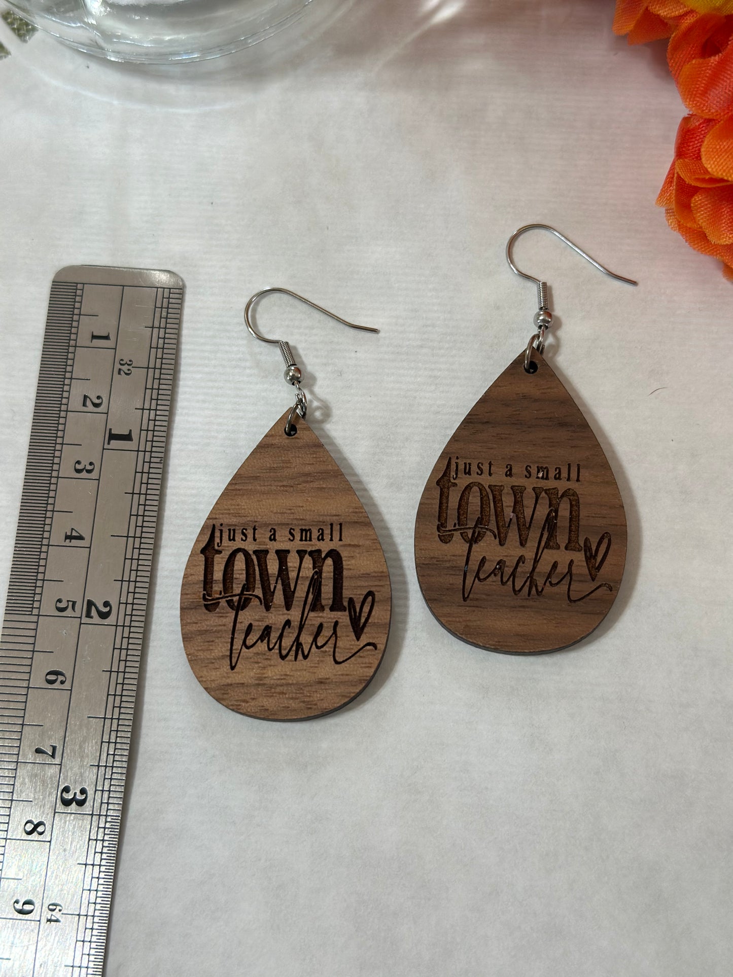 Wood Teacher Earrings