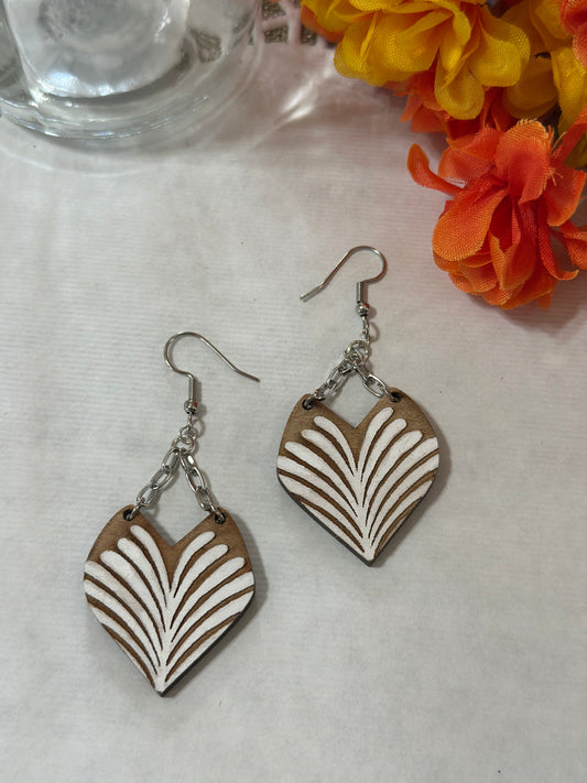 Whispy Split Top Wood Cutout Earrings