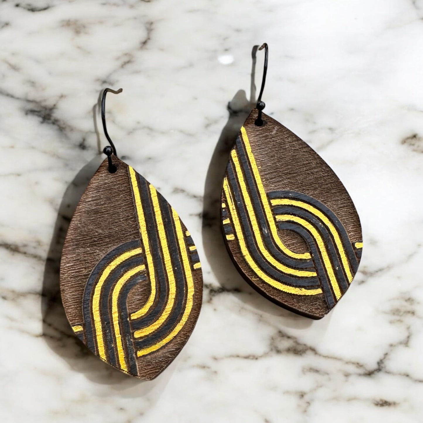 Retro Gold and Black Earrings