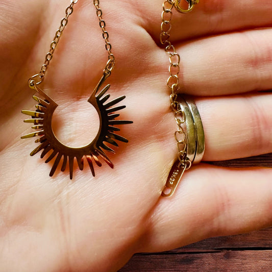 18k Gold Sunburst Necklace