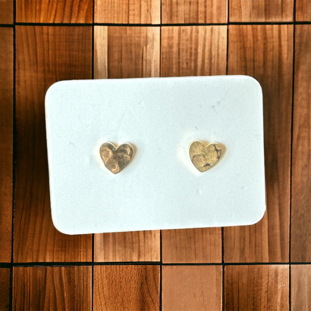 Dainty Hammered Heart Studs