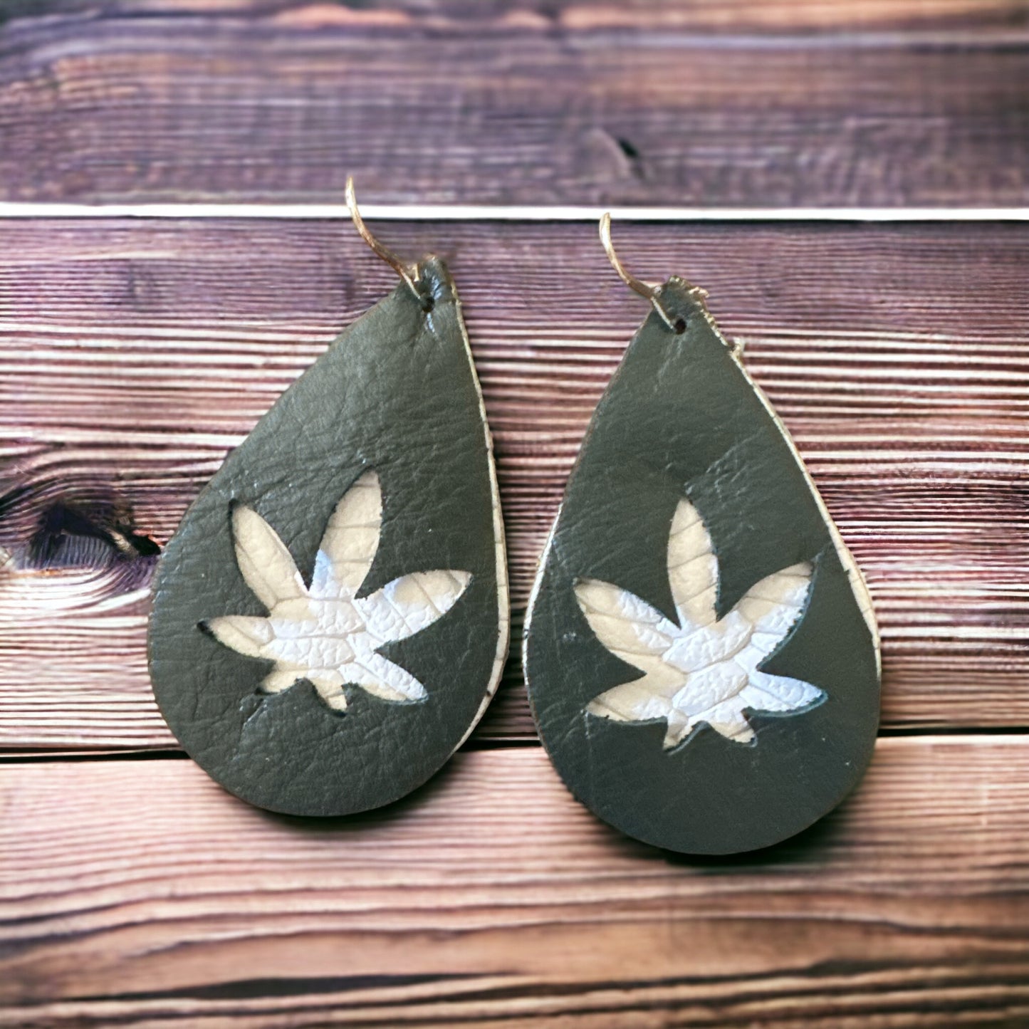 Marijuana leaf dangle earrings