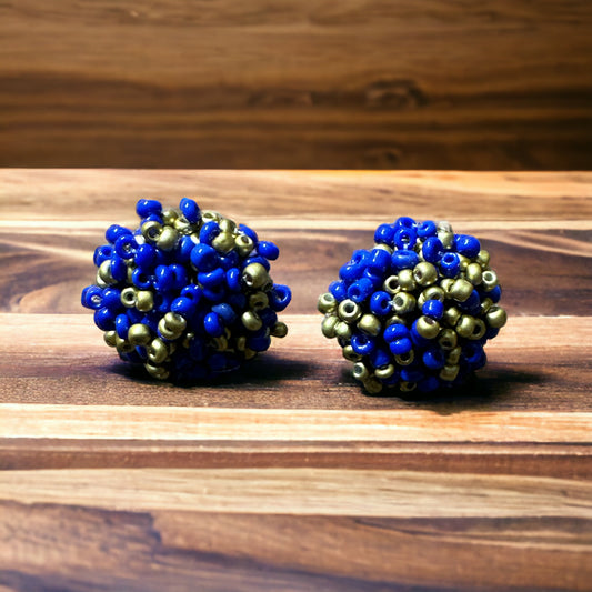 Blue and Gold Bead Studs