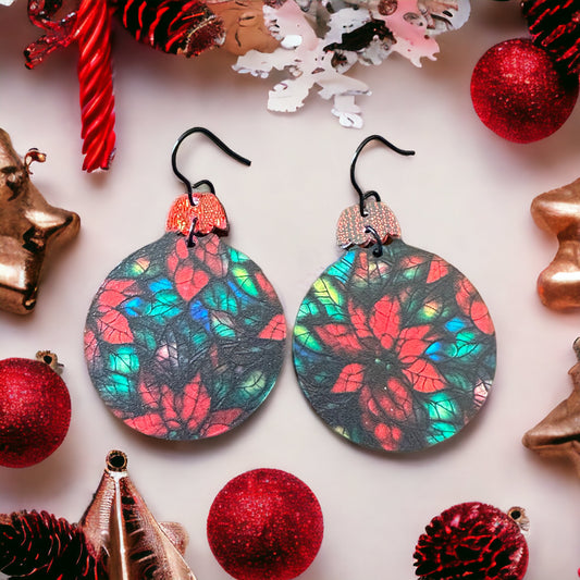 Poinsettia Ornament Earrings