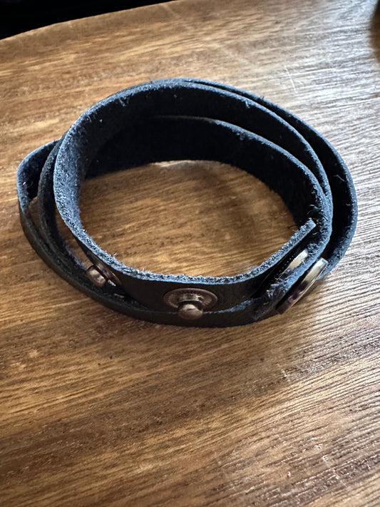 Black Triple Wrapped Leather Bracelet