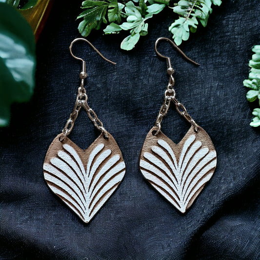 Whispy Split Top Wood Cutout Earrings