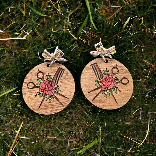 Beautician Wood Earrings