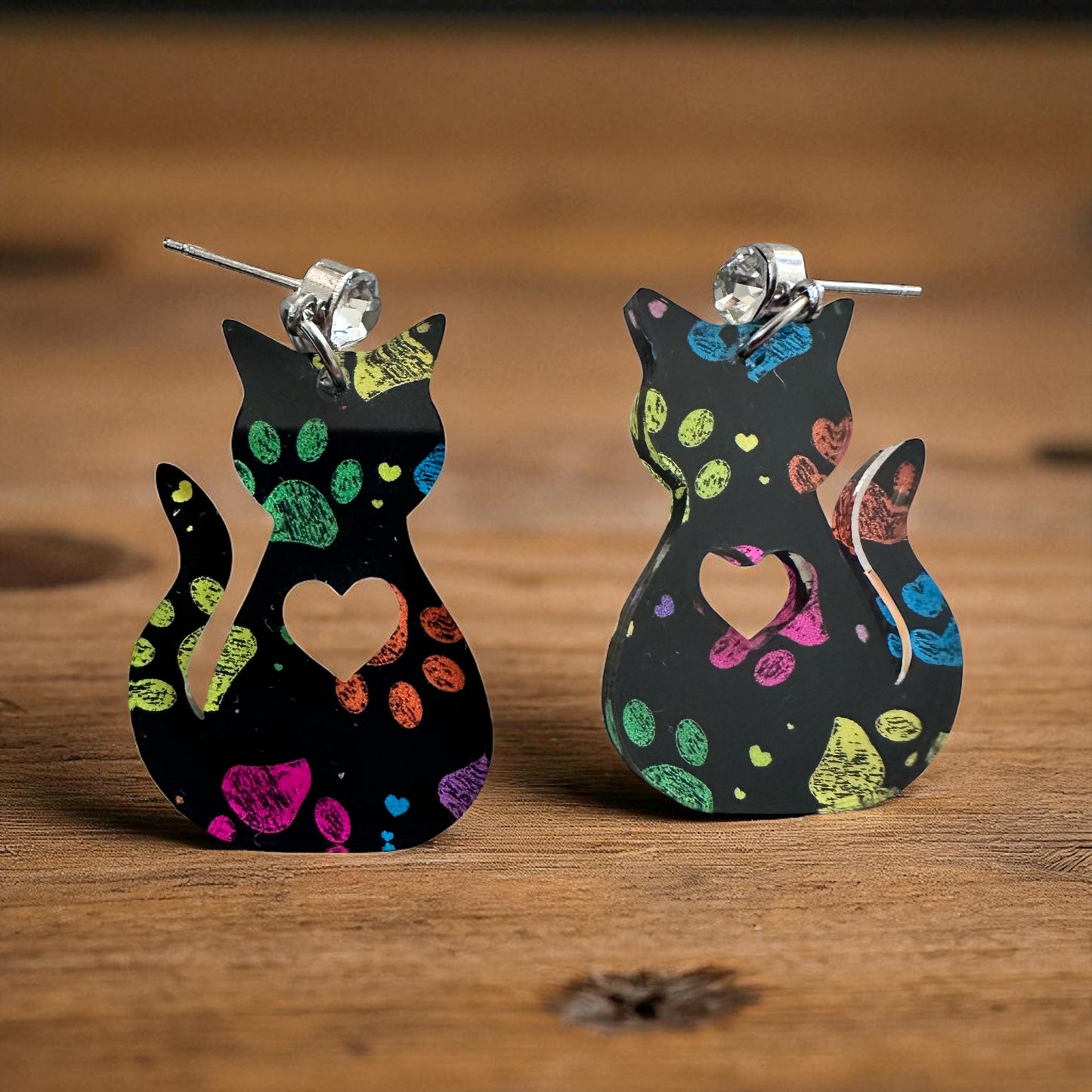 Acrylic Cat Paw Earrings