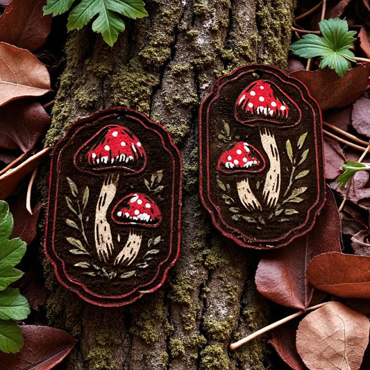 Forest Fungi Leather Earrings