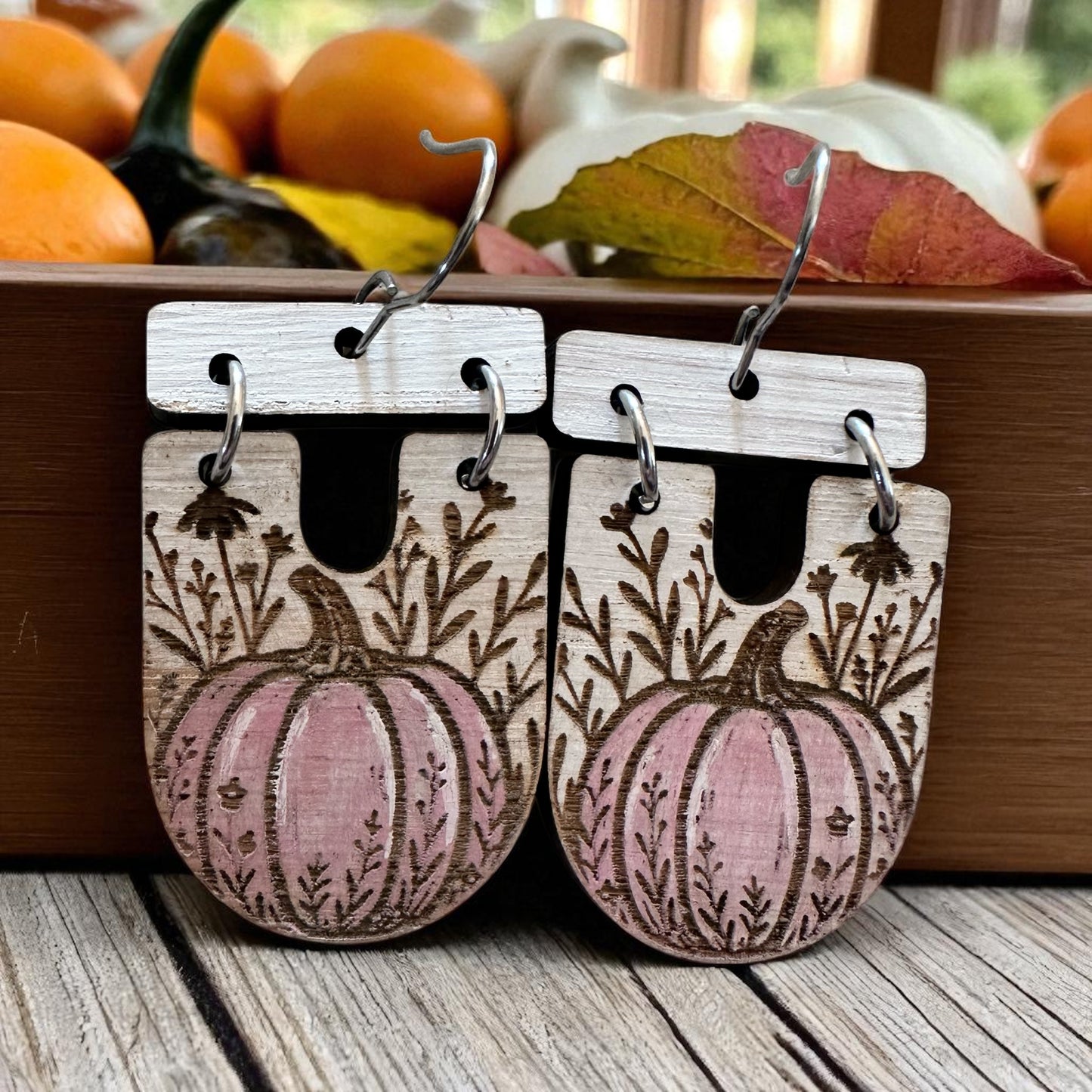 Pink Harvest Pumpkin Earrings